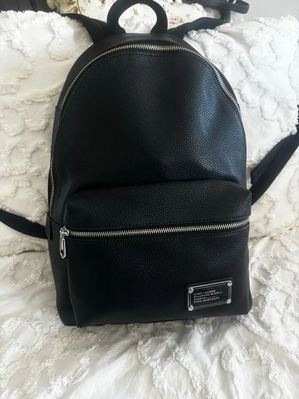Marc Jacob’s Workwear Black Leather and Durable Canvas Backpack. Great Condition